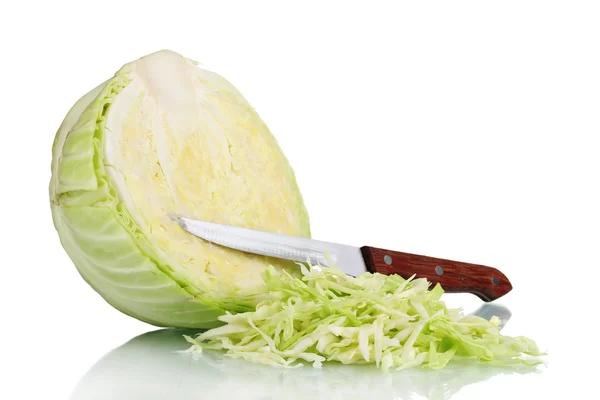 Sliced green cabbage isolated on white — Stock Photo, Image