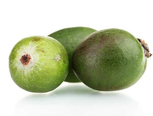 Green feijoa fruit, isolated on white — Stock Photo, Image