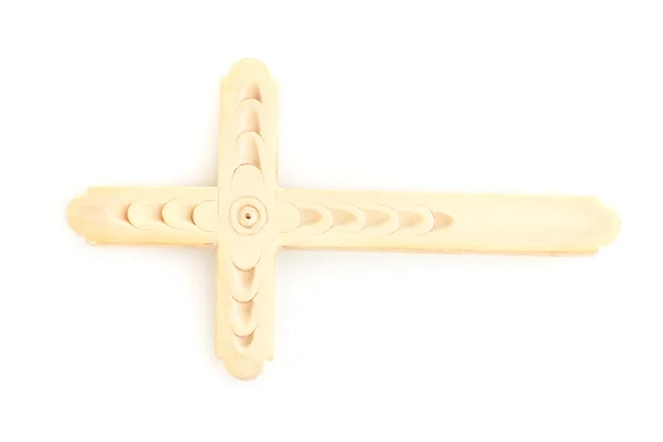 在白色上隔离的木制十字架 — 图库照片