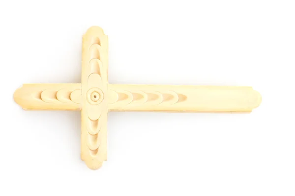 白に孤立した木製の十字架 — ストック写真