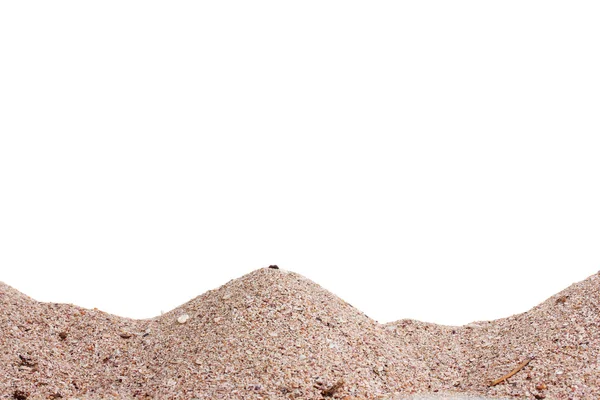 Haufen von Sand am Strand isoliert auf weiß — Stockfoto
