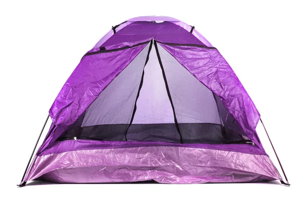 Violet tourist tent isolated on white — Stock Photo, Image