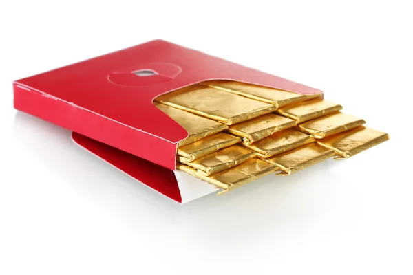 Één kauwgom verpakt in rood standaardverpakking geïsoleerd op wit — Stockfoto
