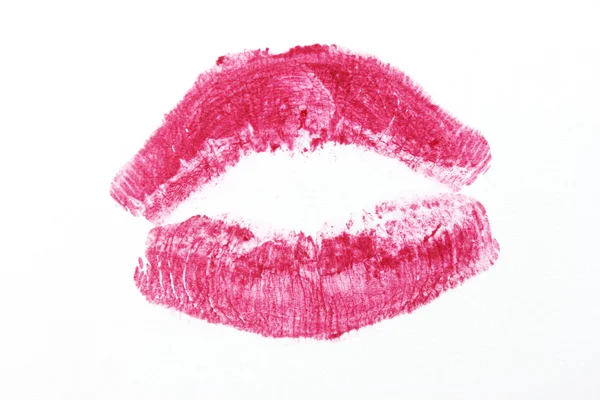 ピンク色の唇が白い部分に — ストック写真