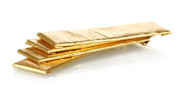 Fóliába csomagolva arany, elszigetelt fehér rágógumi — Stock Fotó