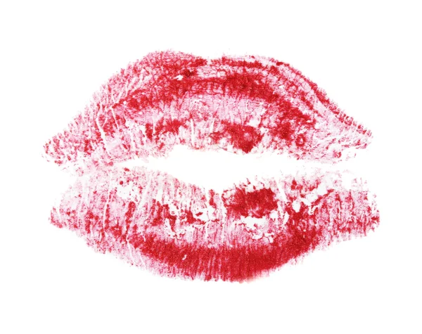 Κόκκινα χείλη που απομονώνονται σε λευκό — Φωτογραφία Αρχείου