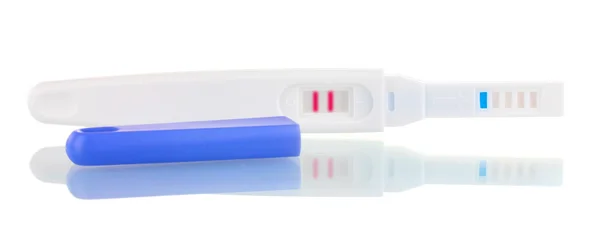 Terhességi teszt az elszigetelt fehér — Stock Fotó