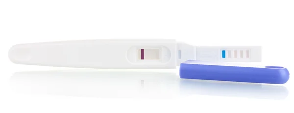 Terhességi teszt az elszigetelt fehér — Stock Fotó