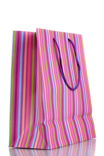 Striped gift bag isolated on white — Stock Photo, Image