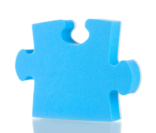Fecho de quebra-cabeça azul, isolado em branco — Fotografia de Stock