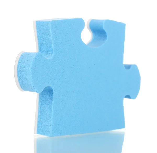 Blu puzzle primo piano, isolato su bianco — Foto Stock