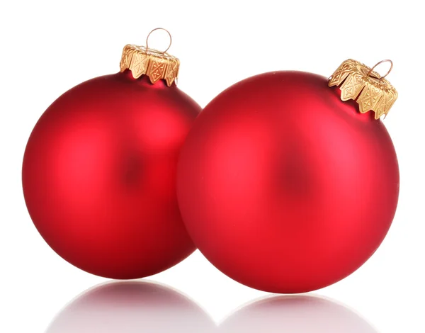 Hermosas bolas rojas de Navidad aisladas en blanco —  Fotos de Stock
