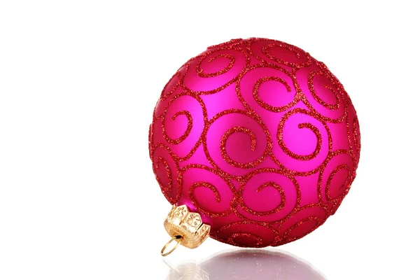 Beautiful pink Christmas ball isolated on white — Stock Photo, Image