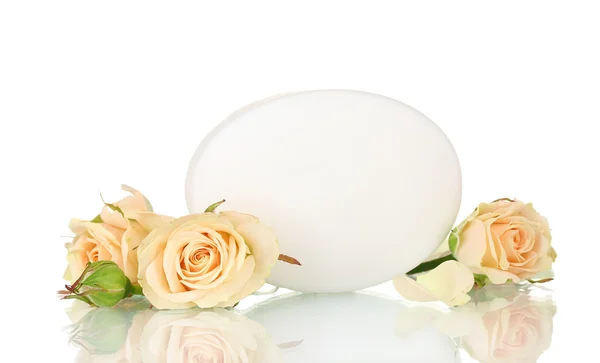 stock image Soap with roses on white background