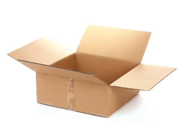 Nyissa meg az elszigetelt fehér karton doboz — Stock Fotó