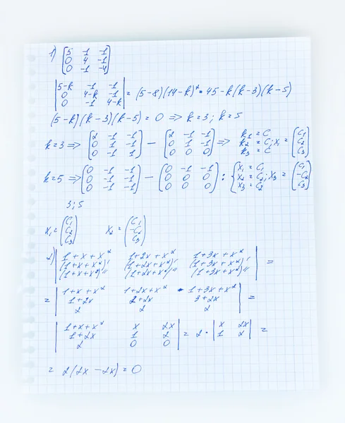 Matemáticas en la página de copybook aislado en blanco — Foto de Stock
