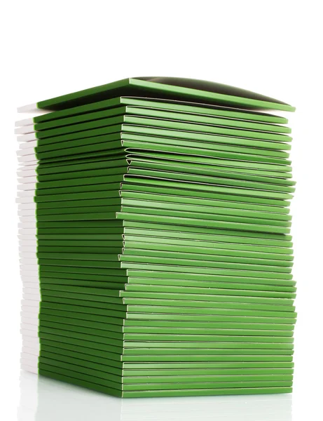 Muitas pastas verdes isoladas em branco — Fotografia de Stock