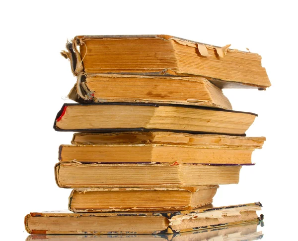 Stapel oude boeken geïsoleerd op wit — Stockfoto