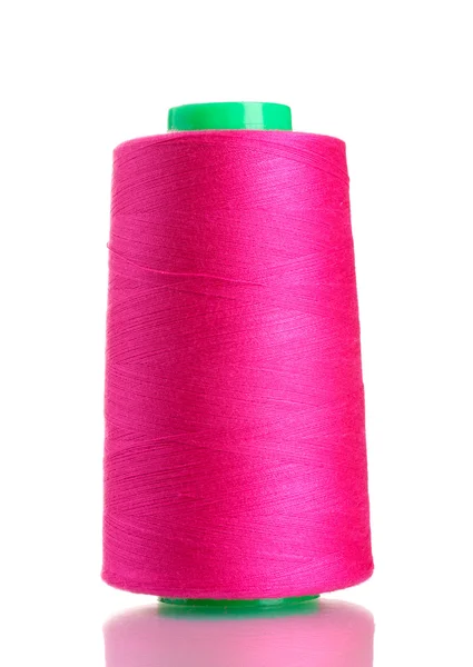 Pink bobbin thread isolated on white — Stock Photo, Image