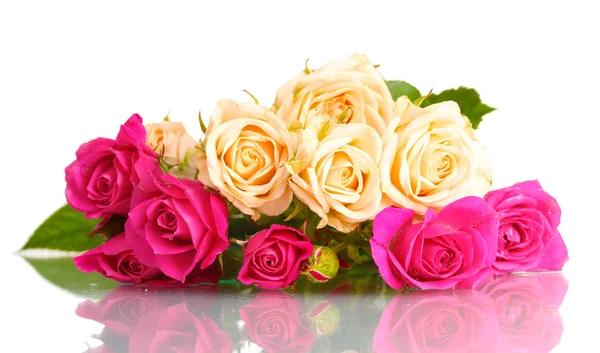 Weiße und rosa Rosen isoliert auf weißen — Stockfoto
