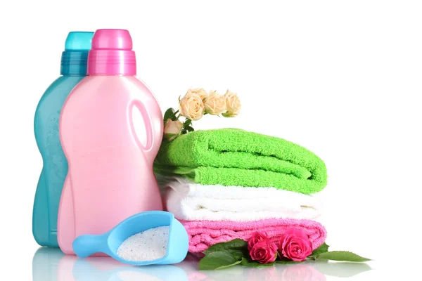 洁白隔热洗衣粉及毛巾洗涤剂 — 图库照片