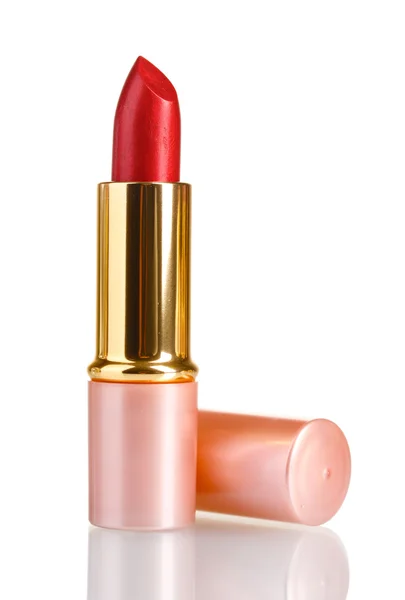Mooie rode lippenstift geïsoleerd op wit — Stockfoto