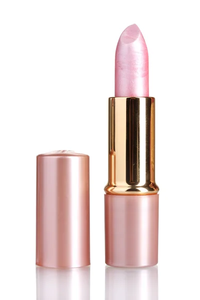 Beautiful pink lipstick isolated on white — Stock Photo, Image