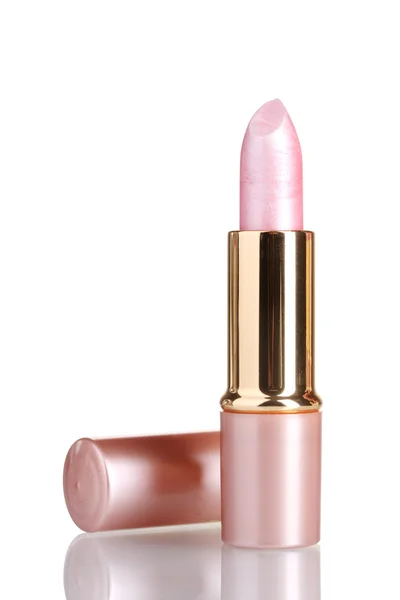 Hermoso lápiz labial rosa aislado en blanco —  Fotos de Stock