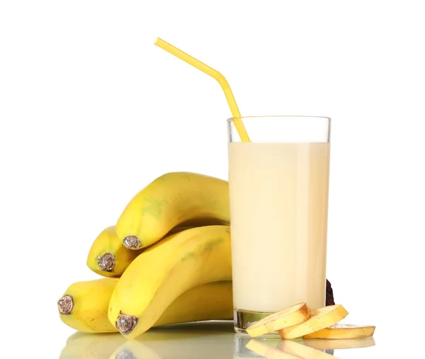 Banana juice with bananas isolated on white — Stock Photo, Image