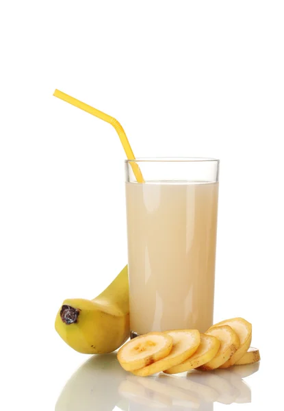 Sok bananowy z bananów na białym tle — Zdjęcie stockowe