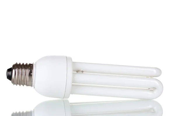 Lâmpada de poupança de energia isolada a branco — Fotografia de Stock