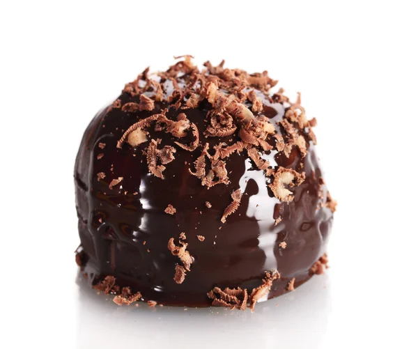Biscuit hamburhocolate au chocolat coulé avec copeaux de chocolat isolés sur du whit — Photo