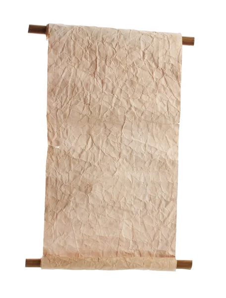 Velho pergaminho isolado no branco — Fotografia de Stock