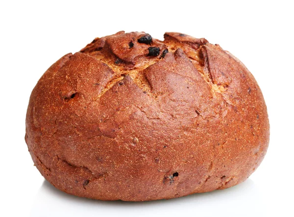 Delicioso pan de centeno redondo aislado en blanco —  Fotos de Stock