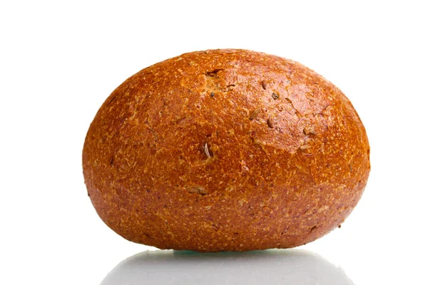 Delicious rye bun isolated on white — Stock Photo, Image