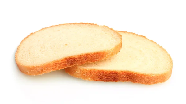 Duas fatias de pão de trigo isolado em branco — Fotografia de Stock