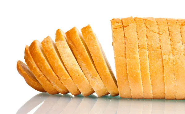Lezzetli dilim beyaz ekmek üzerinde beyaz izole — Stok fotoğraf