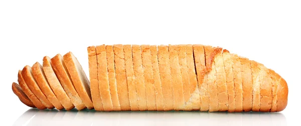 Νόστιμο φέτες άσπρο ψωμί που απομονώνονται σε λευκό — Φωτογραφία Αρχείου
