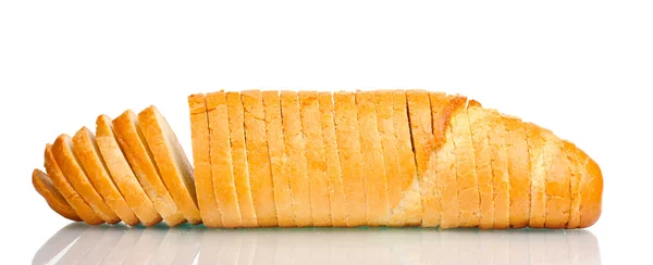 Chutné plátky bílého chleba izolované na bílém — Stock fotografie