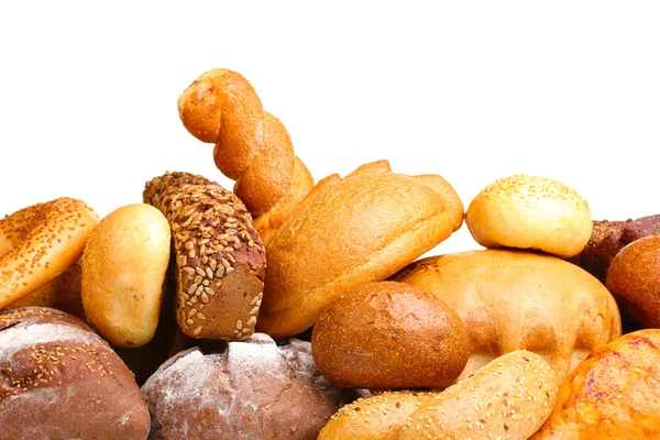 Gustosi pane e panini isolati su bianco — Foto Stock