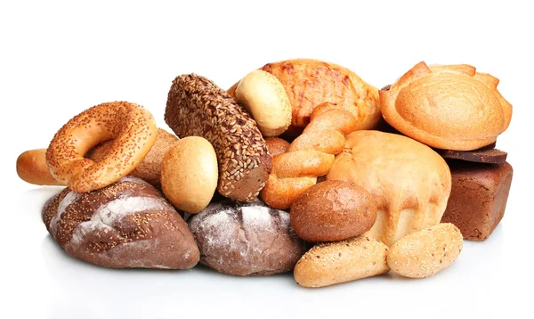 Velsmakende brød og rundstykker isolert på hvitt – stockfoto