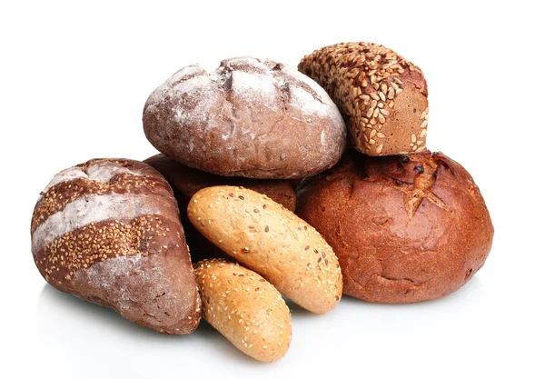 Vynikající žitné chleby izolované na bílém — Stock fotografie