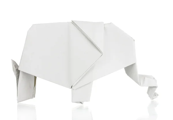 Elefante de papel de origami aislado en blanco — Foto de Stock