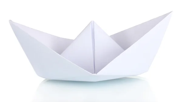 stock image Origami paper boat isolated on white