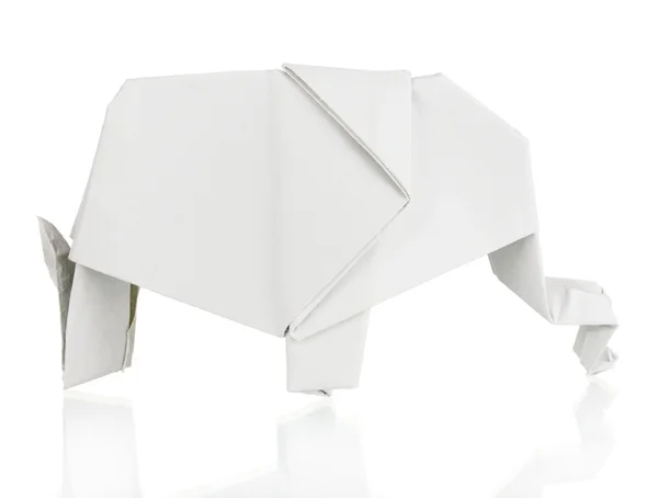 Origami kağıt fil üzerinde beyaz izole — Stok fotoğraf