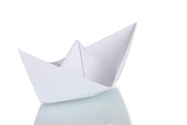 Origami barco de papel aislado en blanco —  Fotos de Stock