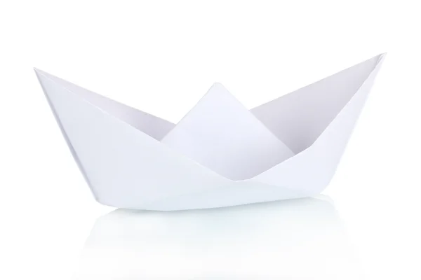 Origami kağıt teknesi beyazda izole edildi — Stok fotoğraf