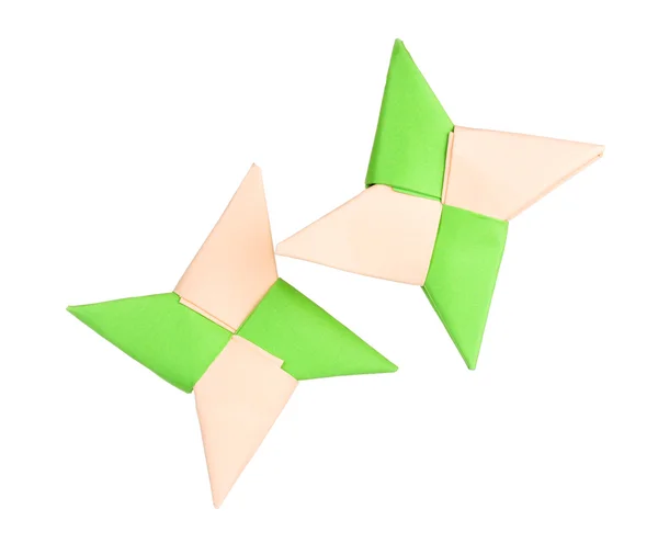 Origami kağıt yıldızlar beyaz izole — Stok fotoğraf