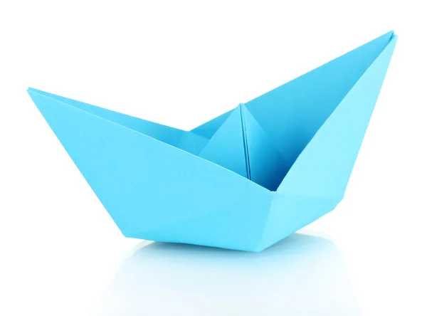 Barco de papel origami isolado em branco — Fotografia de Stock