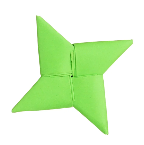 Оригами бумажная звезда, изолированная на белом — стоковое фото